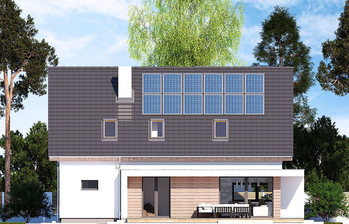 Projekt domu z poddaszem Ewa Lux Modern elewacja boczna ogrodowa
