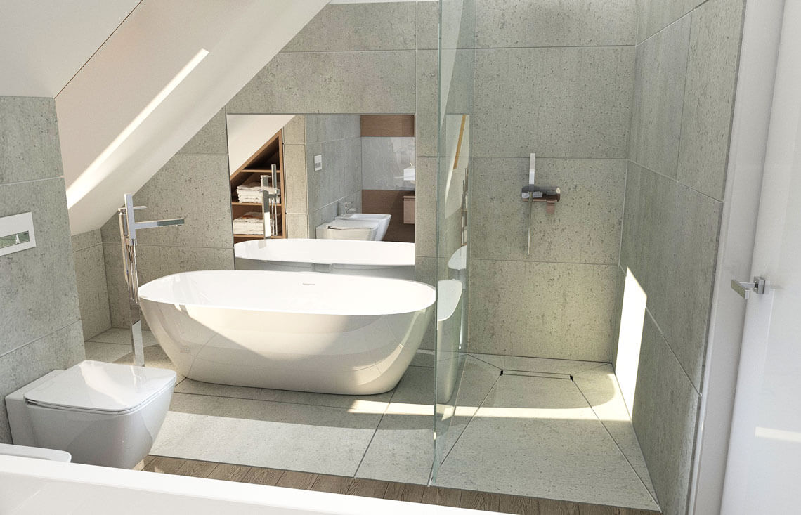 Projekt domu z poddaszem Ewa Lux Modern wnętrze łazienka widok1